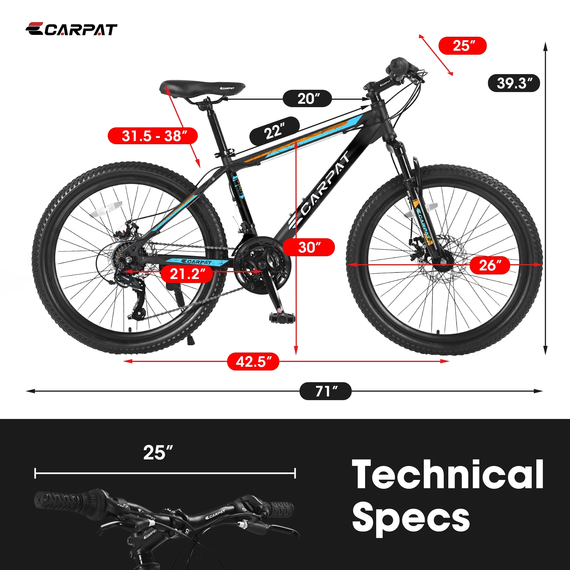CHAMPIERRE 24 inch Boys Bike, Mountain Bike for Man and Woman, Shimano 21 Speed Bicycle for Boys and Girls,Orange