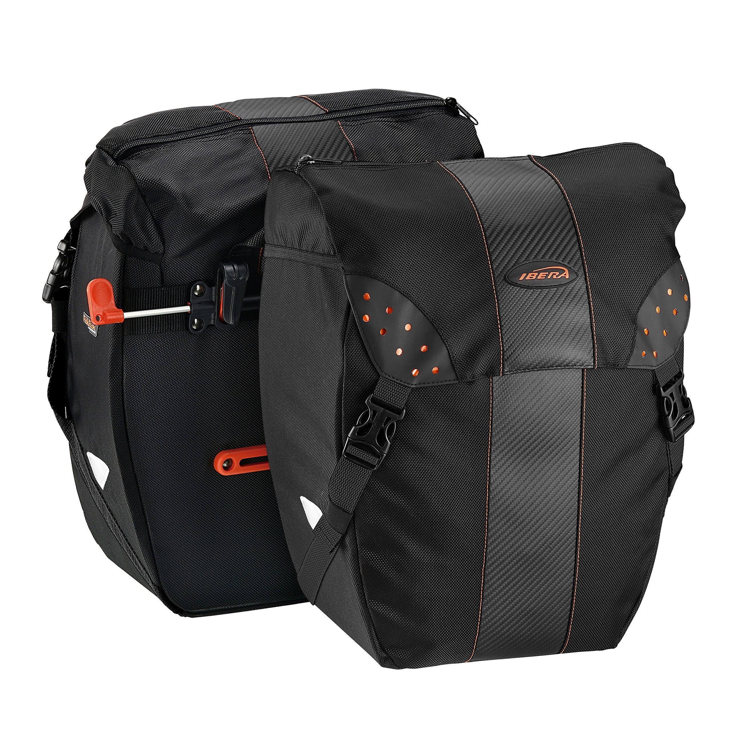 Ibera Bicycle Bag PakRak Clip-On Quick-Release All Weather Bike Panniers - Pair