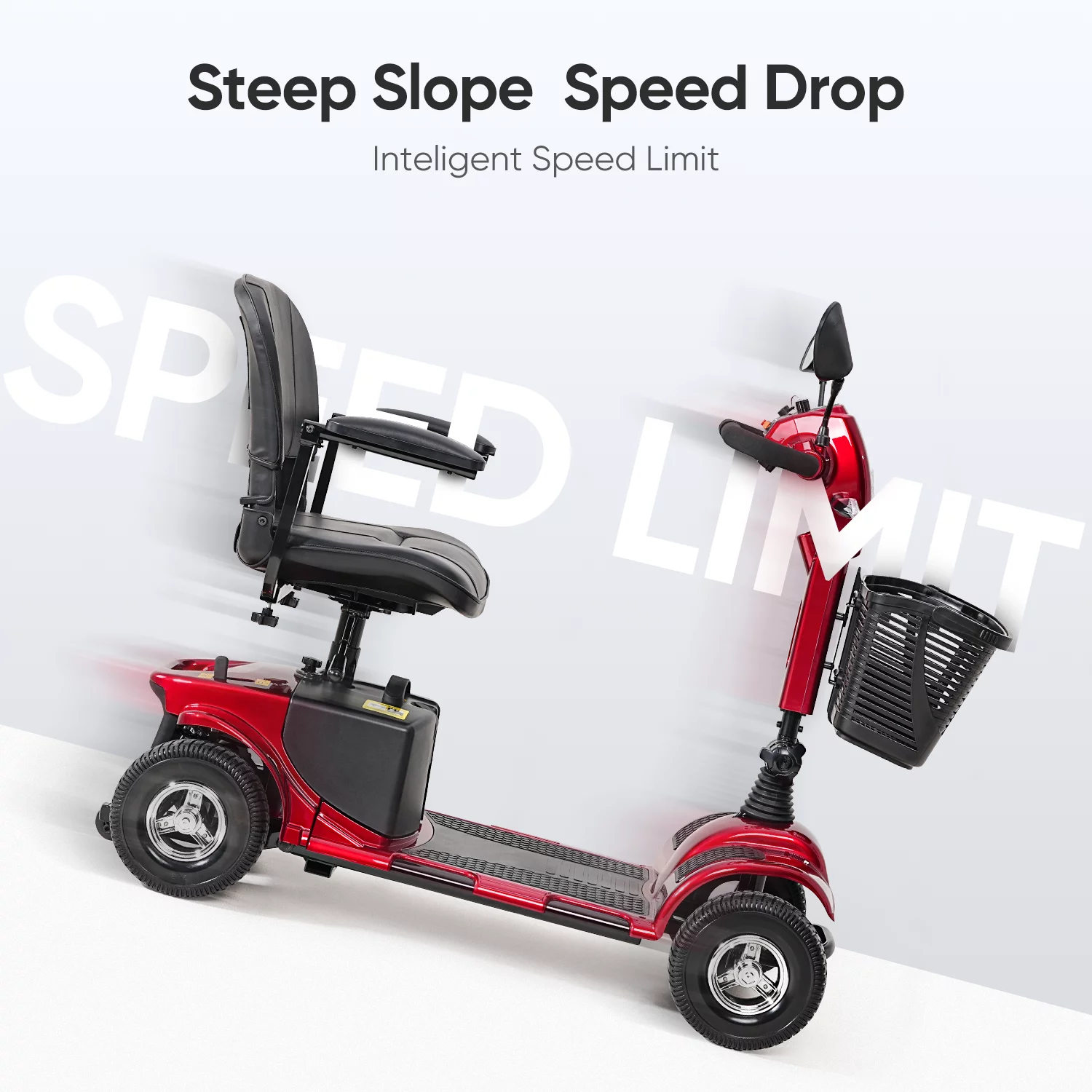 4 Wheel Electric Powered Mobility Scooter for Seniors,Gift for Elderly, Red - Curated Treasures Market