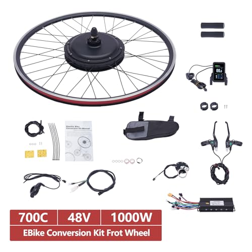 Electric Bike Conversion Kit, 48V 1000W 700C 28"/ 29" Front/Rear Wheel Electric Bicycle Hub Kit Dual Mode Controller w/LCD Display & PAS, 5-Speed Adjustment E-Bike Conversion Kit