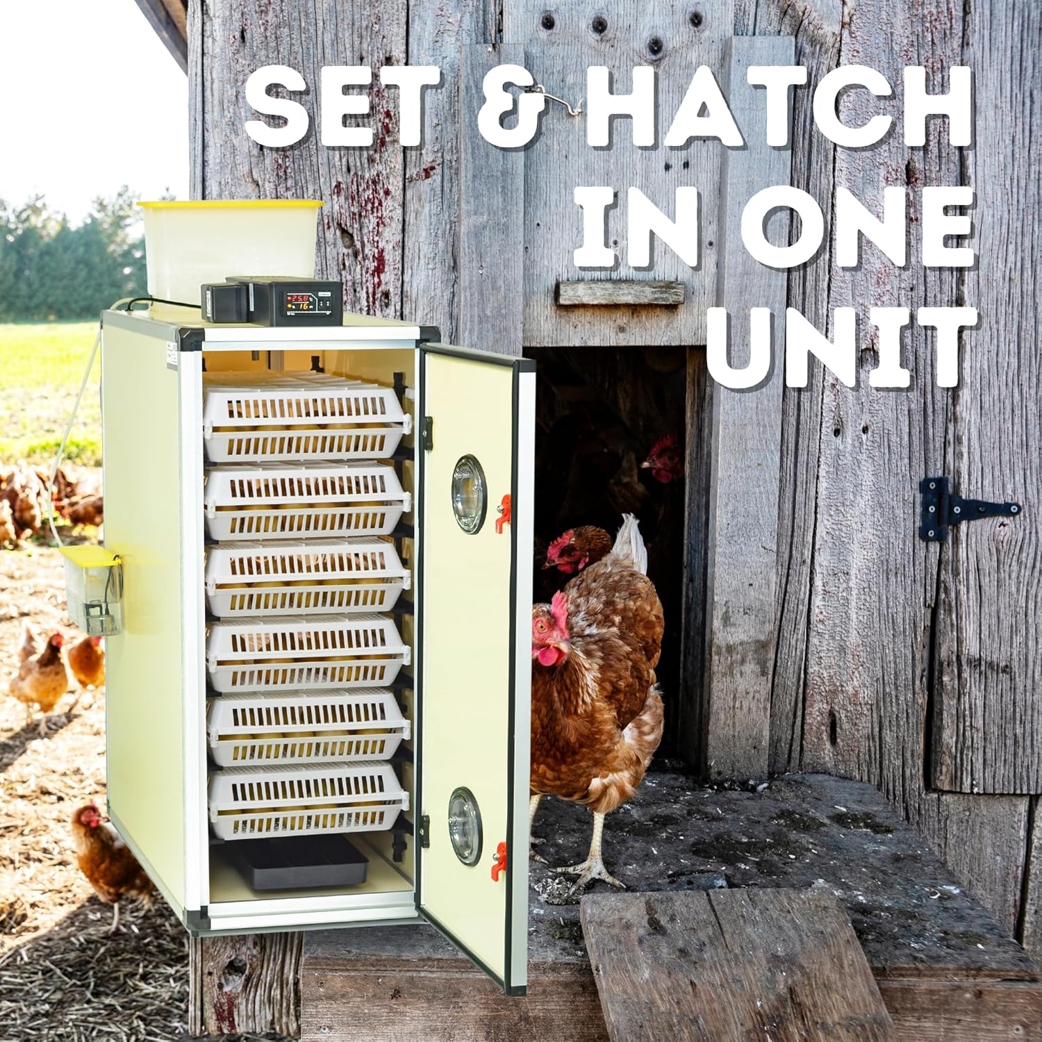 CT180SH Egg Incubator with Automatic Egg Turning & Perfect Humidity Controls, Set & Forget Design, Cabinet Incubators for Hatching Eggs, Incubate and Hatch 180 Chicken Eggs | Hatching Time