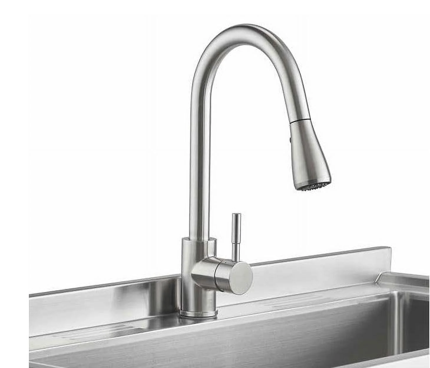 TRINITY Stainless Steel Freestanding Single Bowl Utility Sink for Garage, Laundry Room, and Commercial Use, Includes Pull-Out Faucet, NSF Certified, 36" x 20" x 49", Stainless Steel