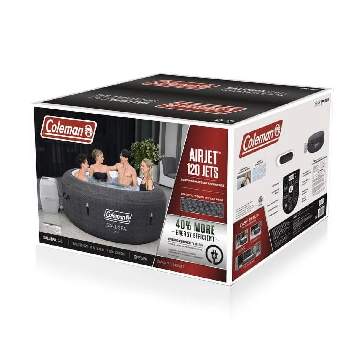 Coleman Cali Energy Sense 177 gal. Spring Inflatable Hot Tub Spa 2-4 Person, 104˚F