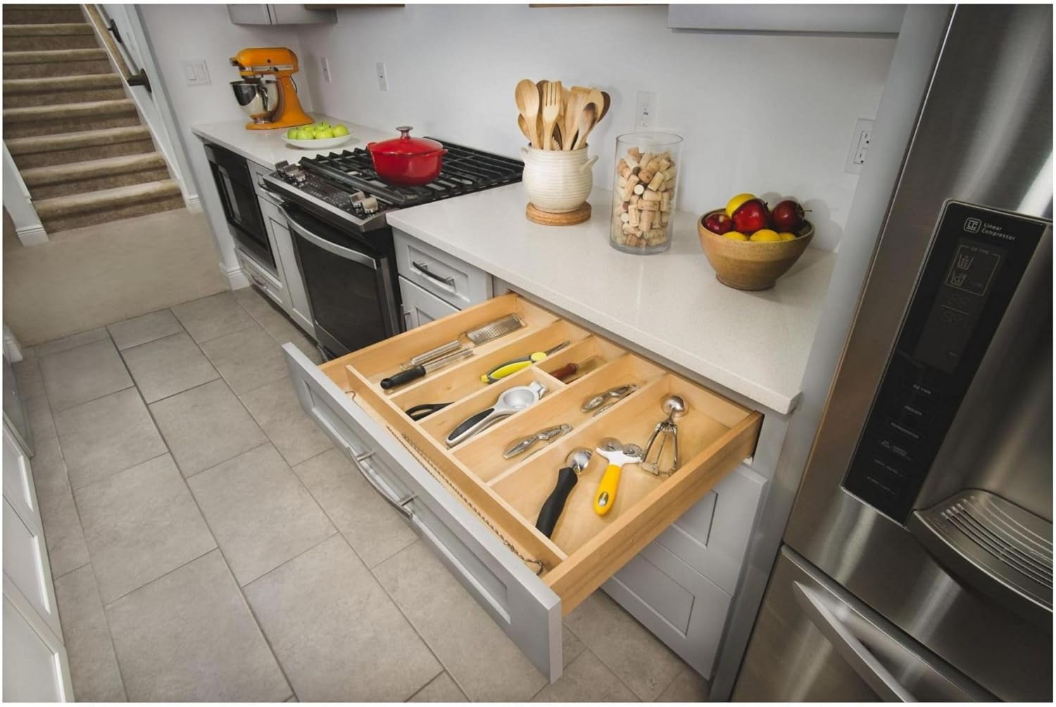 Rev-A-Shelf Wood Trim to Fit Utility/Knife Block Drawer Insert Organizer, Standard, Natural Maple