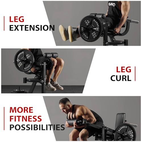 GMWD Leg Extension and Curl Machine, Lower Body Special Leg Machine, Adjustable Leg Exercise Bench with Plate Loaded, Leg Rotary Extension for Thigh, Home Gym Weight Machine