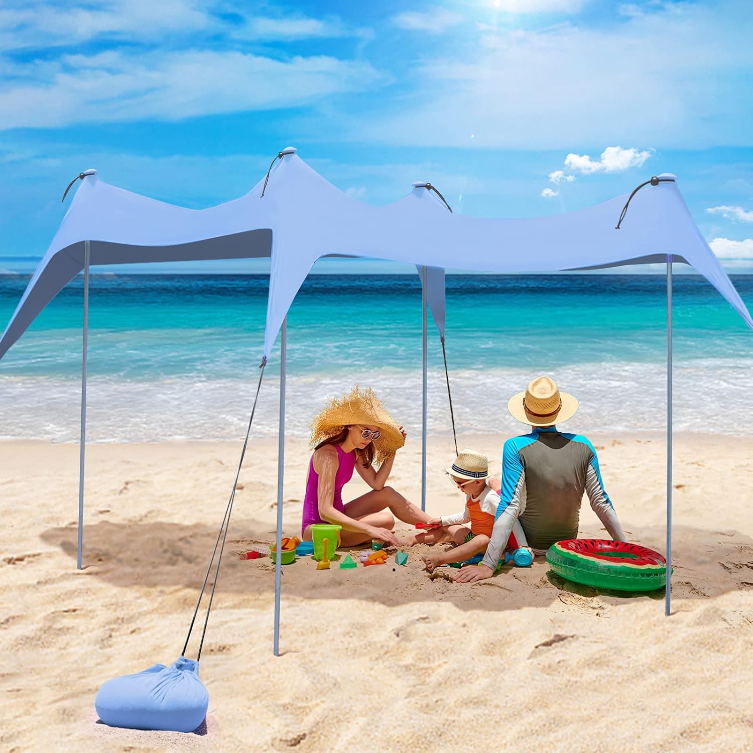 Beach Tents Pop Up 8 Person UPF50+, Popup Canopy Shade Camping Sun Shelter Portable with Carrying Bag, Outdoor Sunshade for Trips, Fishing or Grass Picnic (10x10 Ft 4 Pole, Orange)