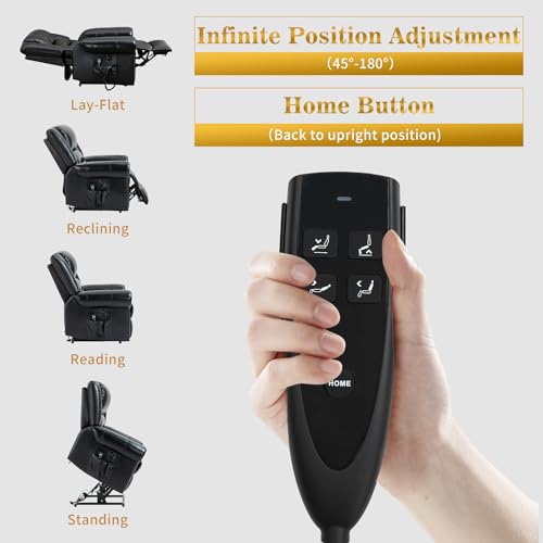 Dual Motor Power Lift Chair, Lay Flat Recliner Chair, Electric Recliner with Massage and Heat for Elderly, Remote Control, Infinite Position, Standing Assistance, USB Ports, Faux Leather, Brown