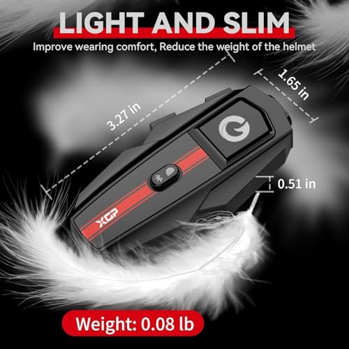 Motorcycle Bluetooth Headset V5.2 with Music Sharing, 2-Way Motorcycle Helmet Bluetooth with IP67 Waterproof, Motorcycle Communication Systems with Hi-FI Speakers for ATV/Snowmobile/Ski, 2 Pack