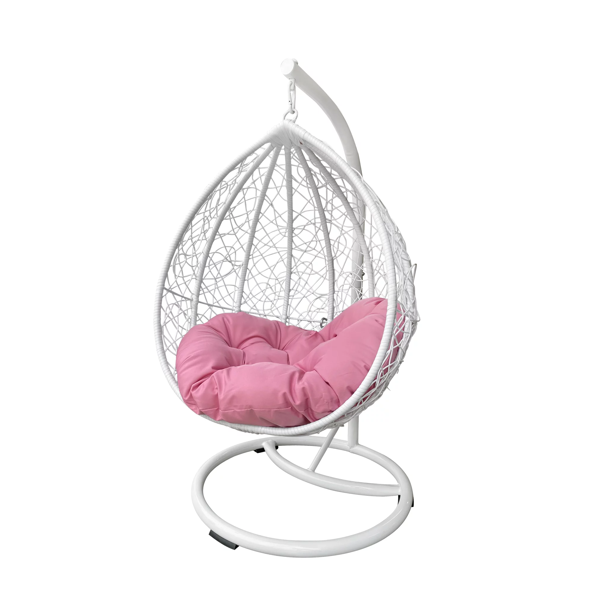 M&M Sales Enterprises Polyester Hanging Egg Chair with Cushion and Stand - White