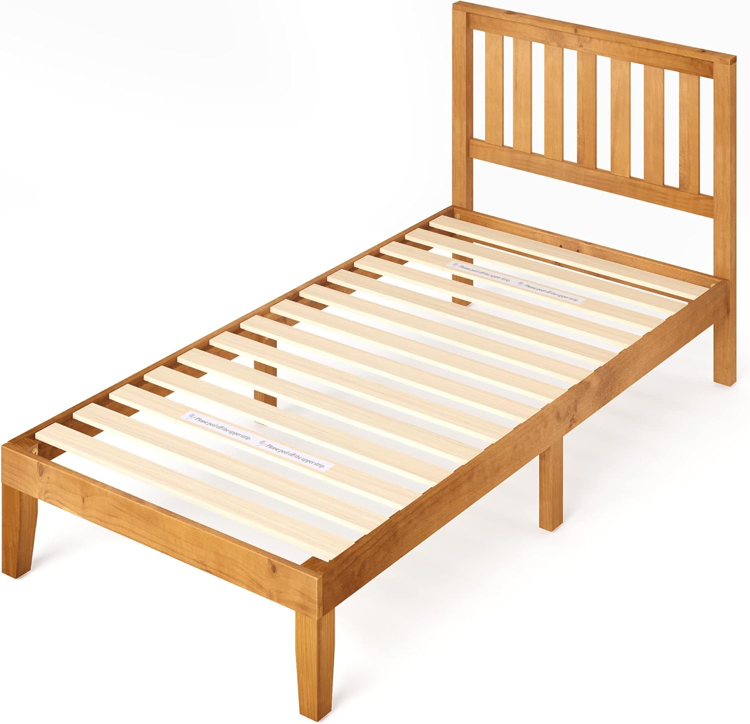 ZINUS Alexia Wood Platform Bed Frame with headboard / Solid Wood Foundation with Wood Slat Support / No Box Spring Needed / Easy Assembly, Rustic Pine, Twin