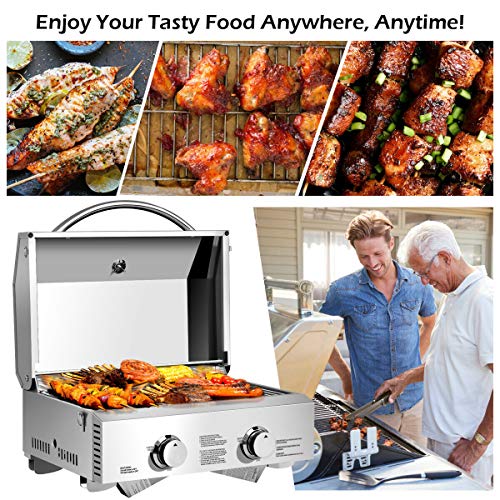 Giantex Propane Gas Grill with Main Burners, Stainless Steel Heavy-Duty BBQ Grill for Backyard Party Outdoor Cooking