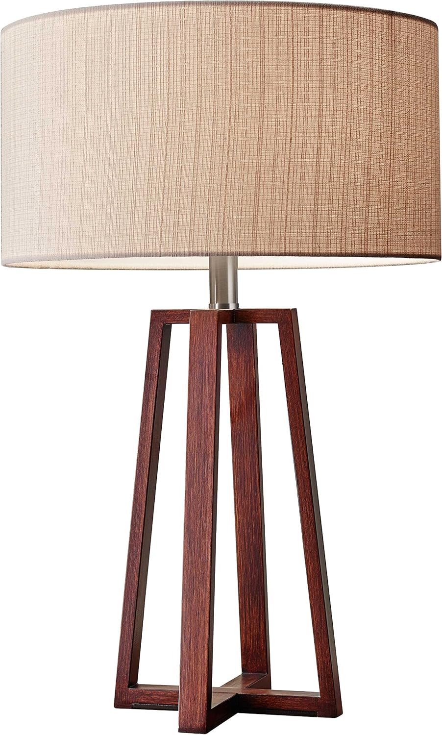 Adesso 1502-15 Quinn Table Lantern, 17 in, 60 W Incandescent/CFL, Walnut Birch Wood, 1 Wooden Lamp