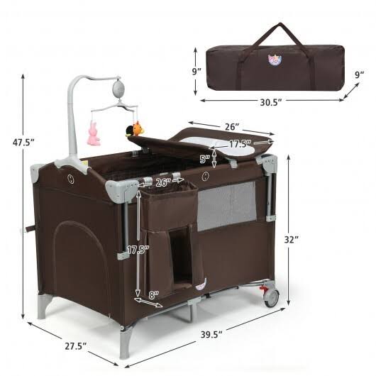 5-in-1 Portable Baby Beside Sleeper Bassinet Crib Playard with Diaper Changer-Beige | Costway