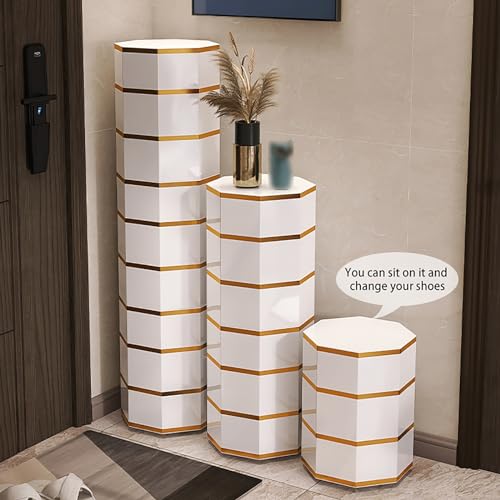 360° Rotating Round Octagon Shoe Rack Tower Cabinet, 360° Rotating Shoe Cabinet, Simple Storage Shoe Tower Exquisite Beautiful, Space-Saving, for Home Hallway Entrance Bedroom