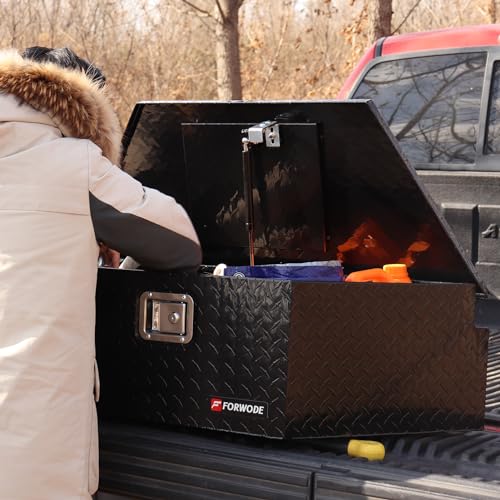 39 Inch Trailer Tongue Box Aluminum Trailer Tool Box for Storage Toolbox with Lock - Black