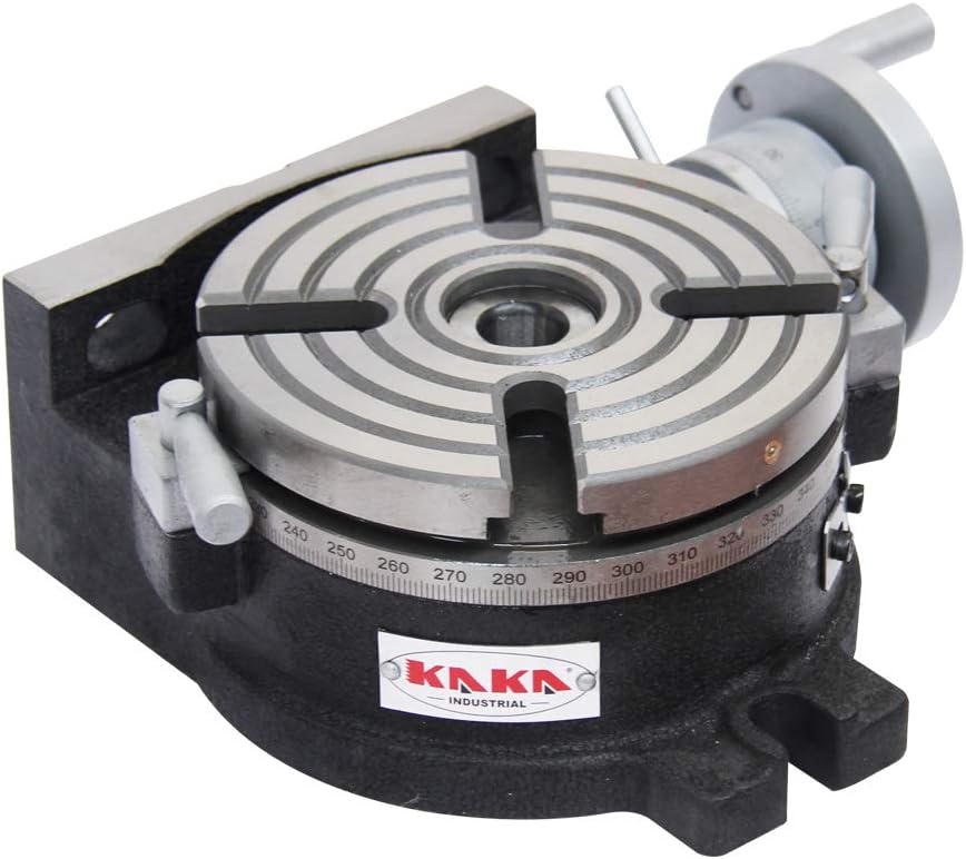 KAKA Industrial 8” Rotary table TSL Vertical & Horizontal MT3 Center Sleeve Rotary Table 4 slot Precision Milling Table(HV-8)