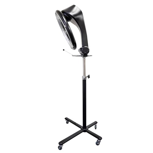 Professional Infrared Hair Color Processor & Multi-Function Dryer Accelerator w/Rolling Base - Heavy Duty Adjustable Standing Hair Dryer - Hair Salon Equipment (Black)