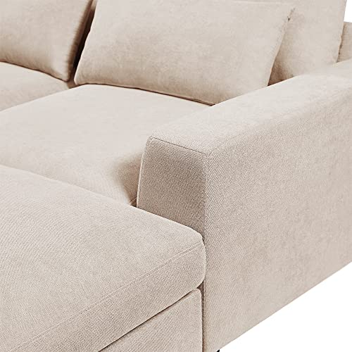 Modern Large L-Shape Feather Filled Sectional Sofa, Convertible Sofa Couch with Reversible Chaise for Living Room Living Room Furniture Sofas & Couches