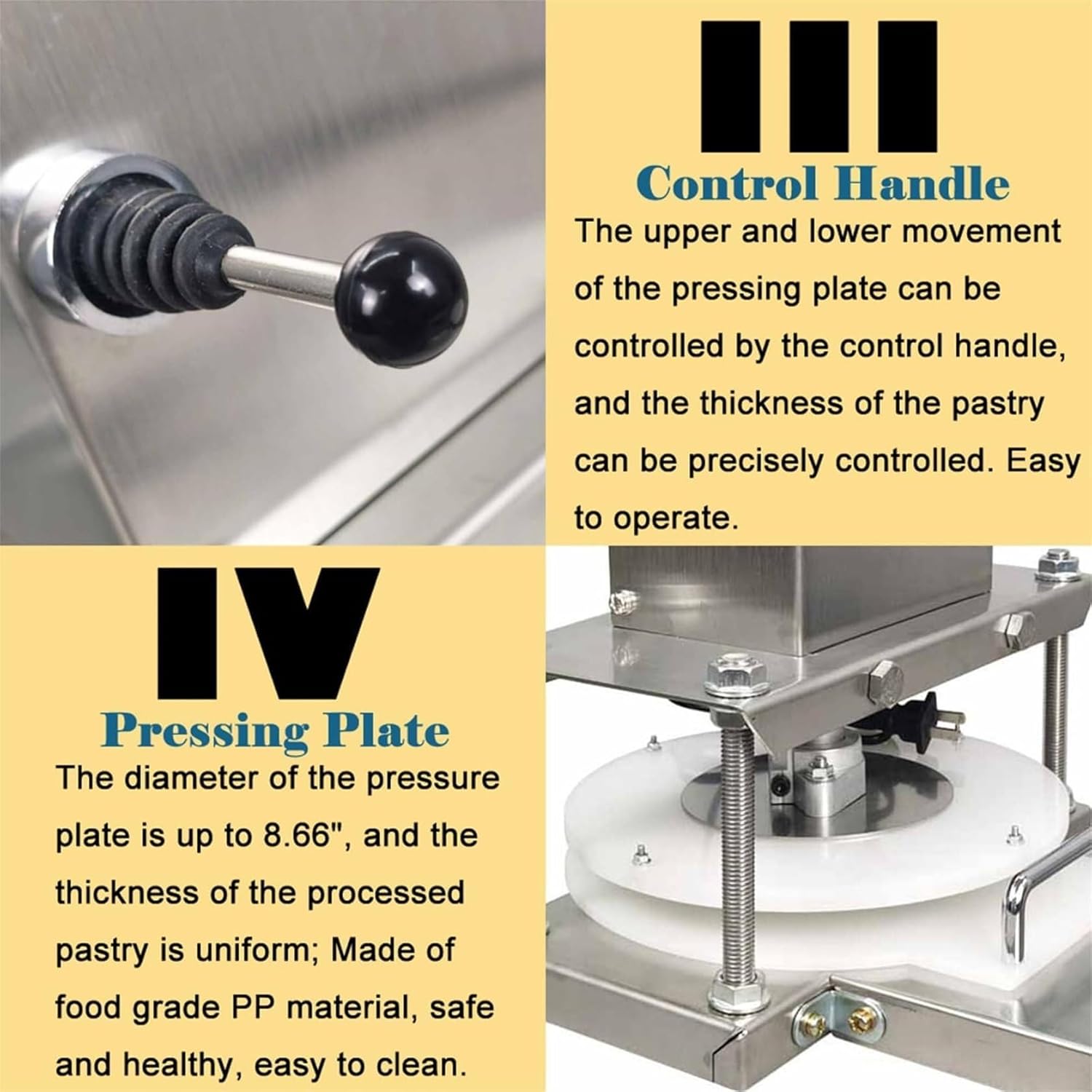 Electric Pizza Dough Press Machine, Commercial Dough Roller Sheeter,Pizza Dough Press Machine, Dough Pastry Manual Press Machine for Pizza Crusts and Meatloaf