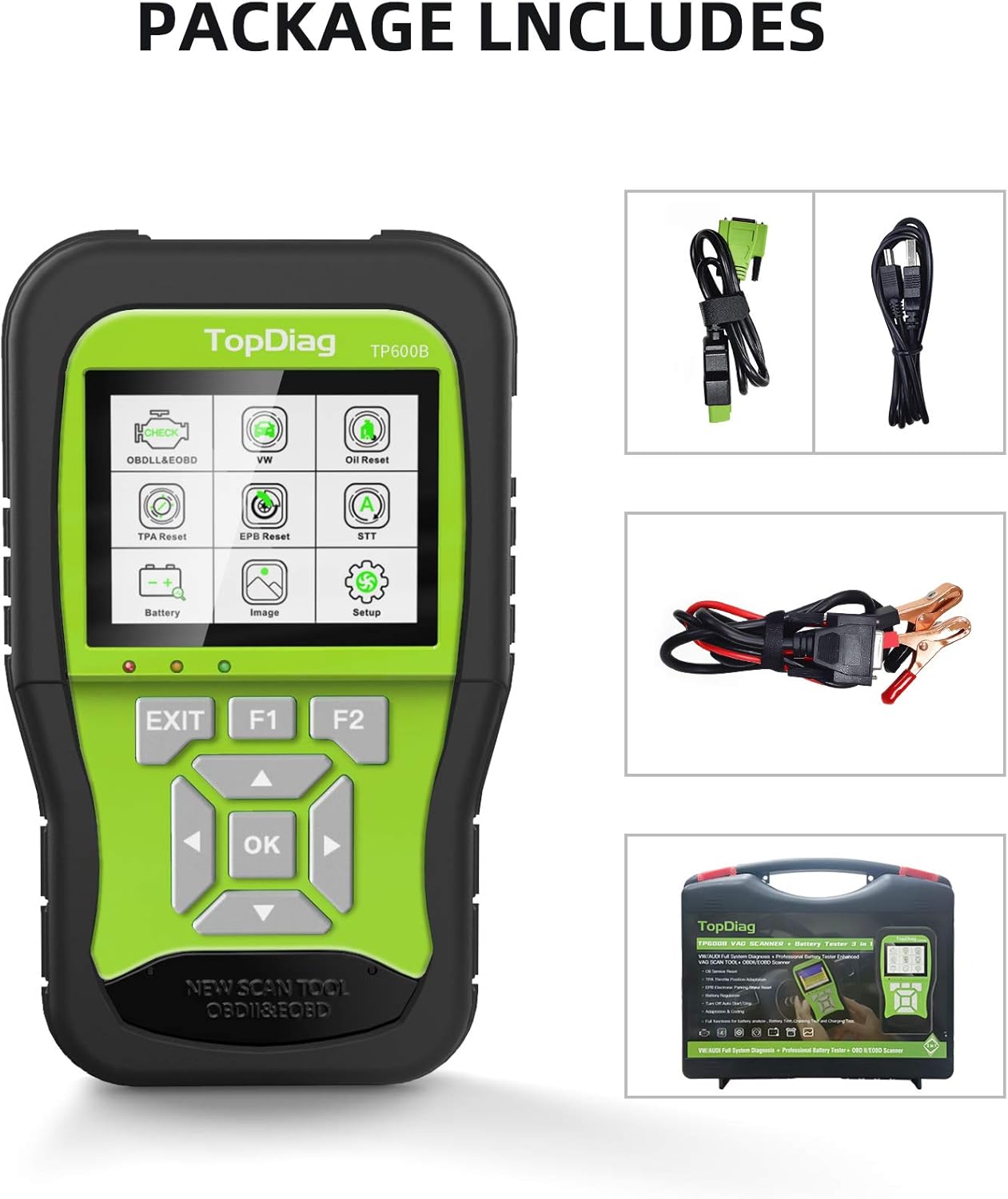 TopDiag OBD2 Scanner, Car Code Reader for VW Audi Skoda Full-Systems Diagnostic, OBDII Scanner with Battery Tester 3 in 1(TP600B)