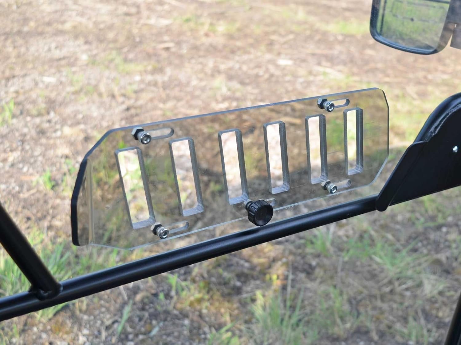 SuperATV Polaris Ranger Cab Enclosure Vented Doors (See Fitment) - Made of Lightly Tinted Scratch-Resistant 1/4 Thick Polycarbonate - Sliding Vents - Includes Bolt-On Side View Mirrors - Made in USA