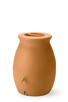 Rainwater Urn, 50 Gallon, 4' Hose Included, Brass Water Spigot, Removable Top