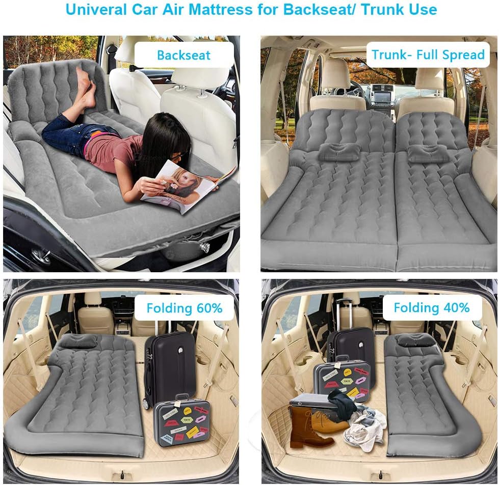 Car Air Mattress Auto Inflatable Car Bed Large SUV Mattress Camping Sleeping Bed for Kid Adult, SUV Inflatable Air Pad with Pump for Automobile Back Seat Trunk Traveling Tent