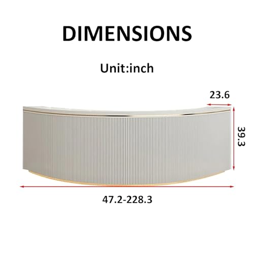 Modern Curved Shaped Reception Desk, Company Bar Table Front Desk, Consultation Office Desk Retail Cashier Counter (Pink, 59" L*24" W*39.4" H)