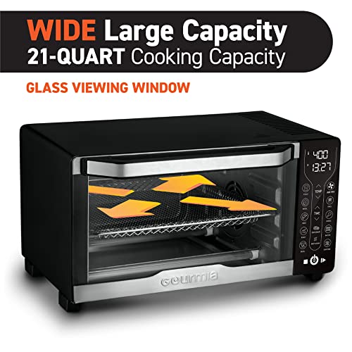 Gourmia Toaster Oven Air Fryer Combo Cooking Presets 1700W Digital Air Fryer Oven
