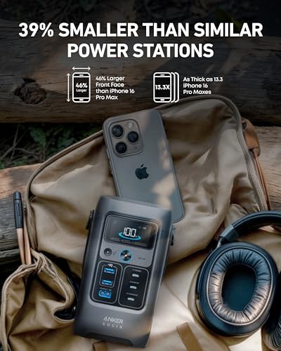 Anker SOLIX C200 DC Power Bank Station and 60W Solar Panel, 192Wh Portable Power Station, LiFePO4 Battery, 200W Solar Generator, for Outdoor, Camping, Traveling, and Emergencies