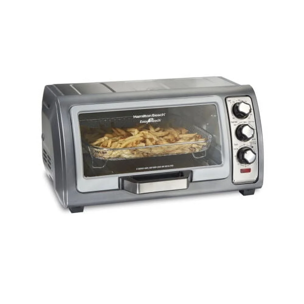 Air Fryer Toaster Oven with Easy Reach Door, 6 Slice Capacity, Stainless Steel