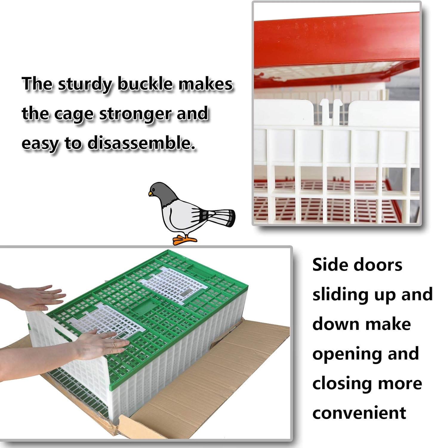Plastic Pigeon cage Portable Foldable Plastic Transportation Poultry Transportation Bird cage Hunting cage Coop 24×12×9in Chicken cage