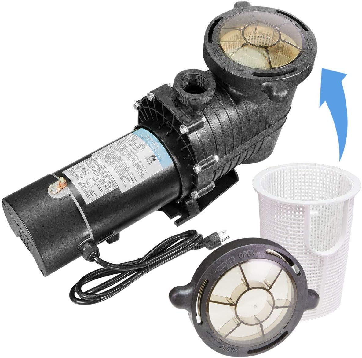 XtremepowerUS 1.0HP Swimming Pool Pump Variable Speed 2-Speed Above Ground Swimming Pump 115V Strainer 1-1/2" NPT