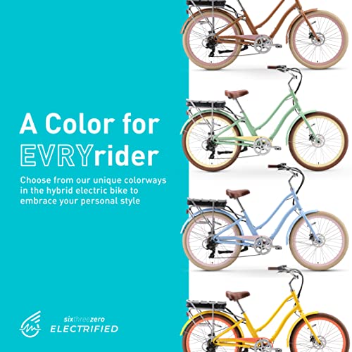 sixthreezero EVRYjourney Women's Electric Bike, Step-Through Touring Hybrid eBike, 250/500 Watt Motor, 26" Bicycle, Multiple Colors