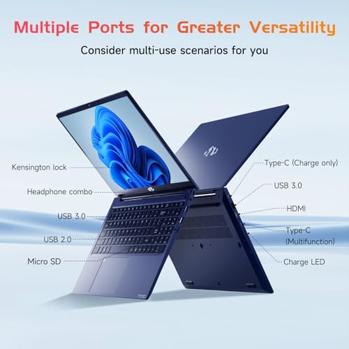 NIMO 15.6 IPS-FHD-Laptop, Intel Pentium 4 Cores N100 8GB RAM 128GB SSD Backlit Keyboard Fingerprint (Beat to i3-1115G4 Up to 3.4GHz) Computer for Student-Home WiFi 6 BT5.2 Win 11