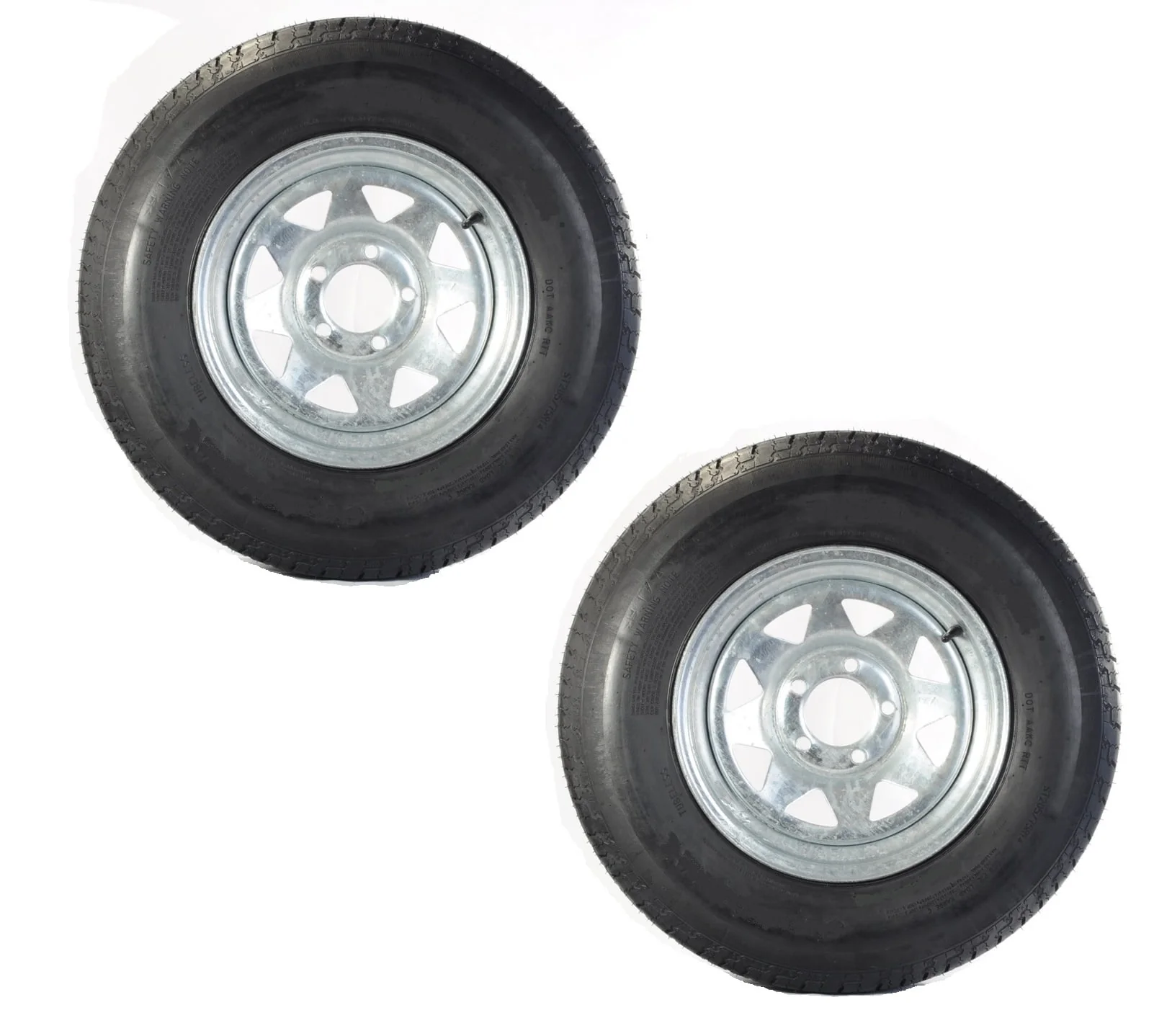Two Trailer Tires Rims ST185/80D13 185/80D-13 5 lug Galvanized Spoke Wheel