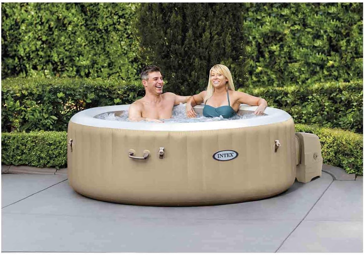 INTEX 28425E PureSpa Bubble Massage, Inflatable Spa Set, Tan, 4-Person