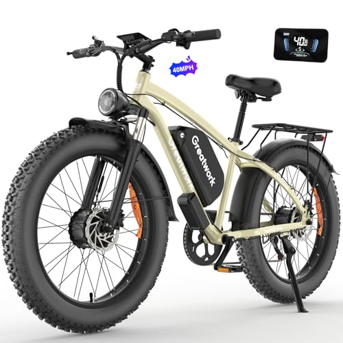 Dual Motor Electric Bike for Adults, 52V 4000/5000W Peak Motor, 40/45MPH, 1300Wh Battery, Up to 100 Miles Range, 26" x 4.0 Fat Tire Ebike with 7-Speed, Suspension, Turn Signals and Dual Disc Brakes