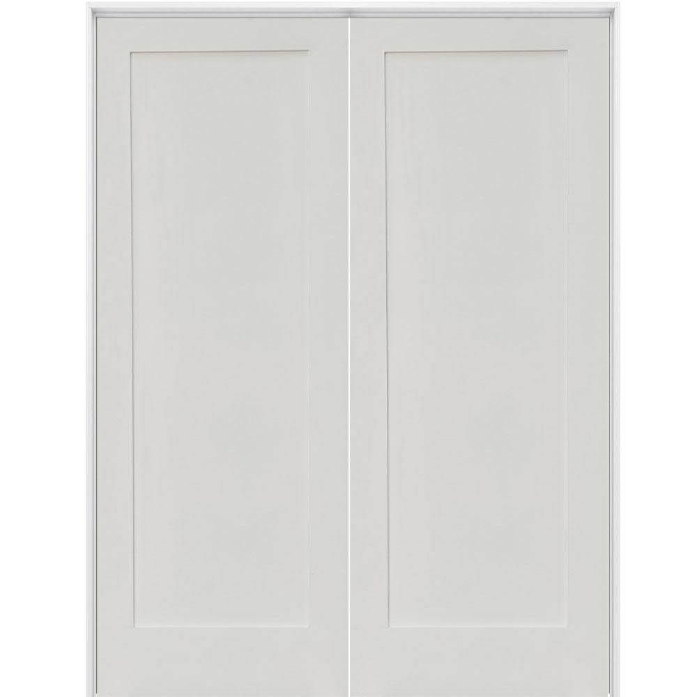 Krosswood Doors 72 in. x 80 in. Craftsman Shaker 1-Panel Both Active MDF Solid Hybrid Core Double Prehung Interior French Door