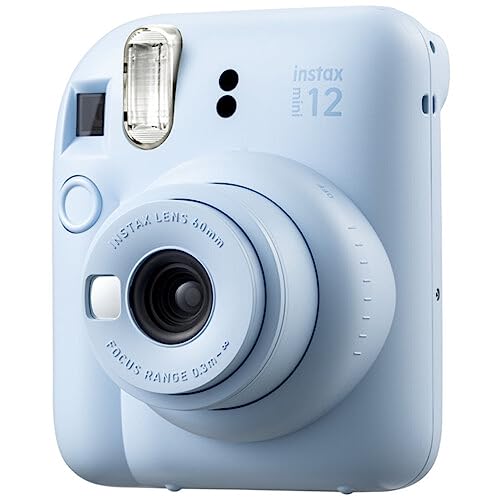 FUJIFILM INSTAX Mini 12 Instant Film Camera | Pastel Blue Bundled with INSTAX Mini Instant Film |40 Exposures + Instax Accessory Bundle + AA Batteries + Cleaning Cloth (10 Items)