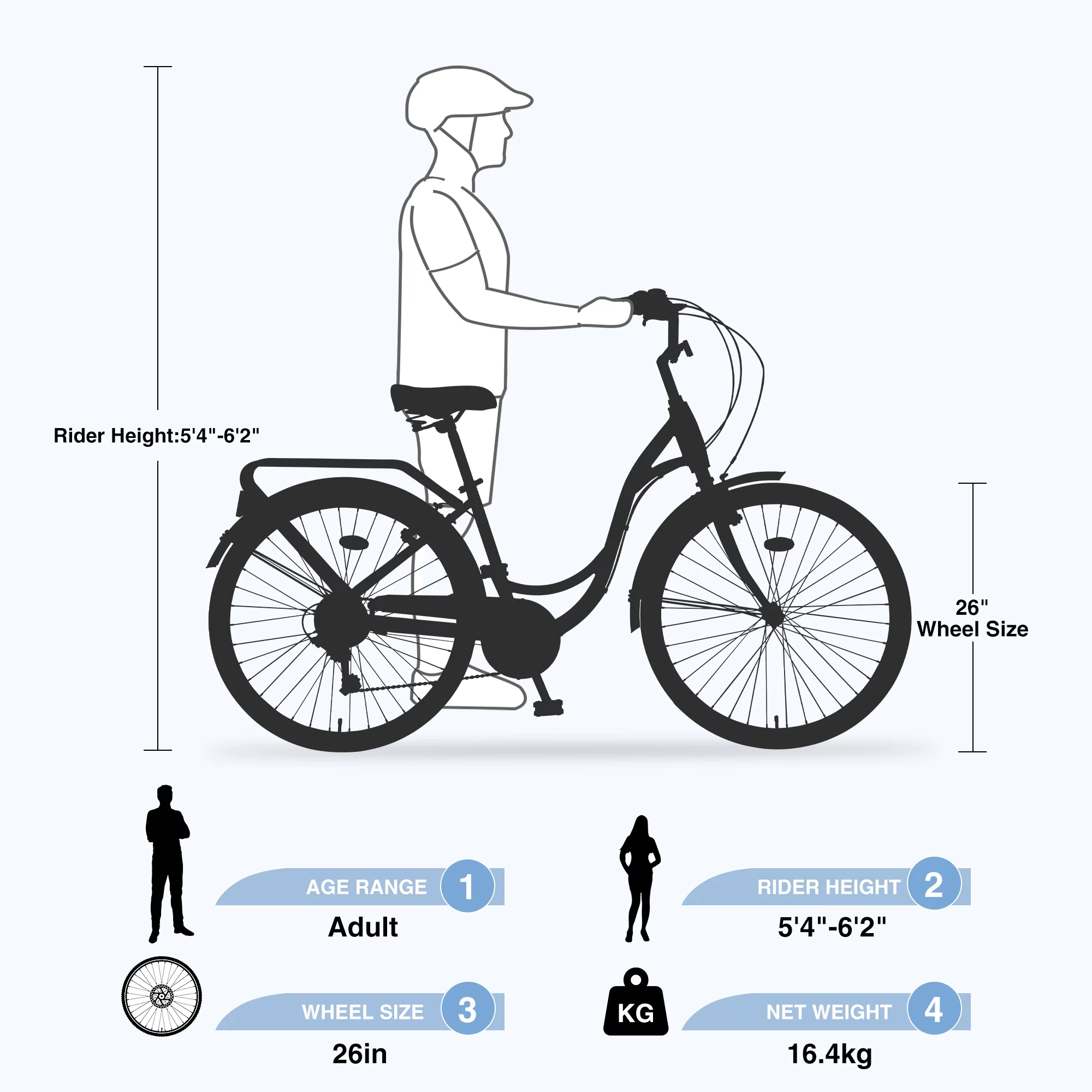 26 Inch Women's Beach Cruiser Bike with Rear Rack 7 Speeds Commuter Bike High-Carbon Steel Frame, Ladies Bicycle Blue - Curated Treasures Market
