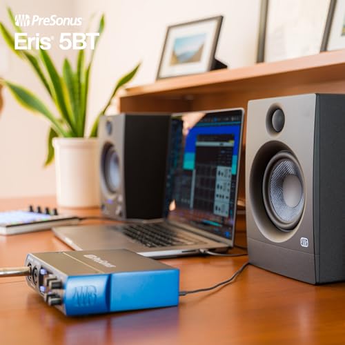 PreSonus Eris 3.5BT Bluetooth Studio Monitors, Pair — Powered, Active Monitor Speakers for Desktop, Turntable, Record Player, Bookshelf, DJ Speakers
