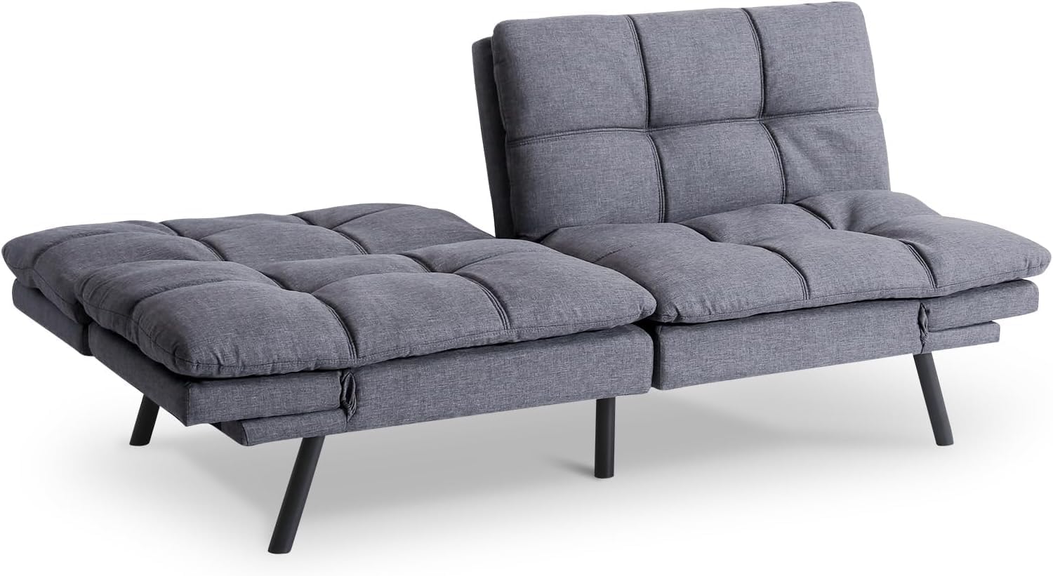 Bed,Grey Linen Futon Couch Small Foldable Loveseat Sofas