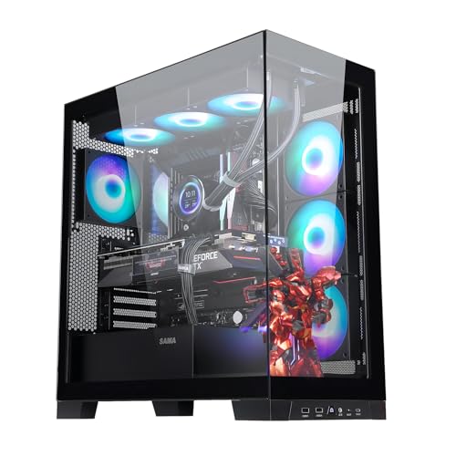 SAMA NEVIEW 4503 White Airflow Full Tower Case ATX PC Gaming Case Dual Tempered Glass 4X12CM ARGB Fan Pre-Install USB3.0X2 Type C Included 360mm AIO Support at Top
