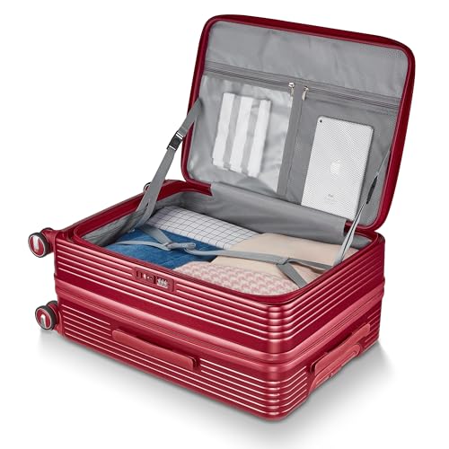 Merax 3 Piece Luggage Sets, Expandable Carry On Luggage with TSA Lock Airline Approved, PC Hard Shell and Lightweight Suitcase with Front Pocket and Spinner Wheels, Silver
