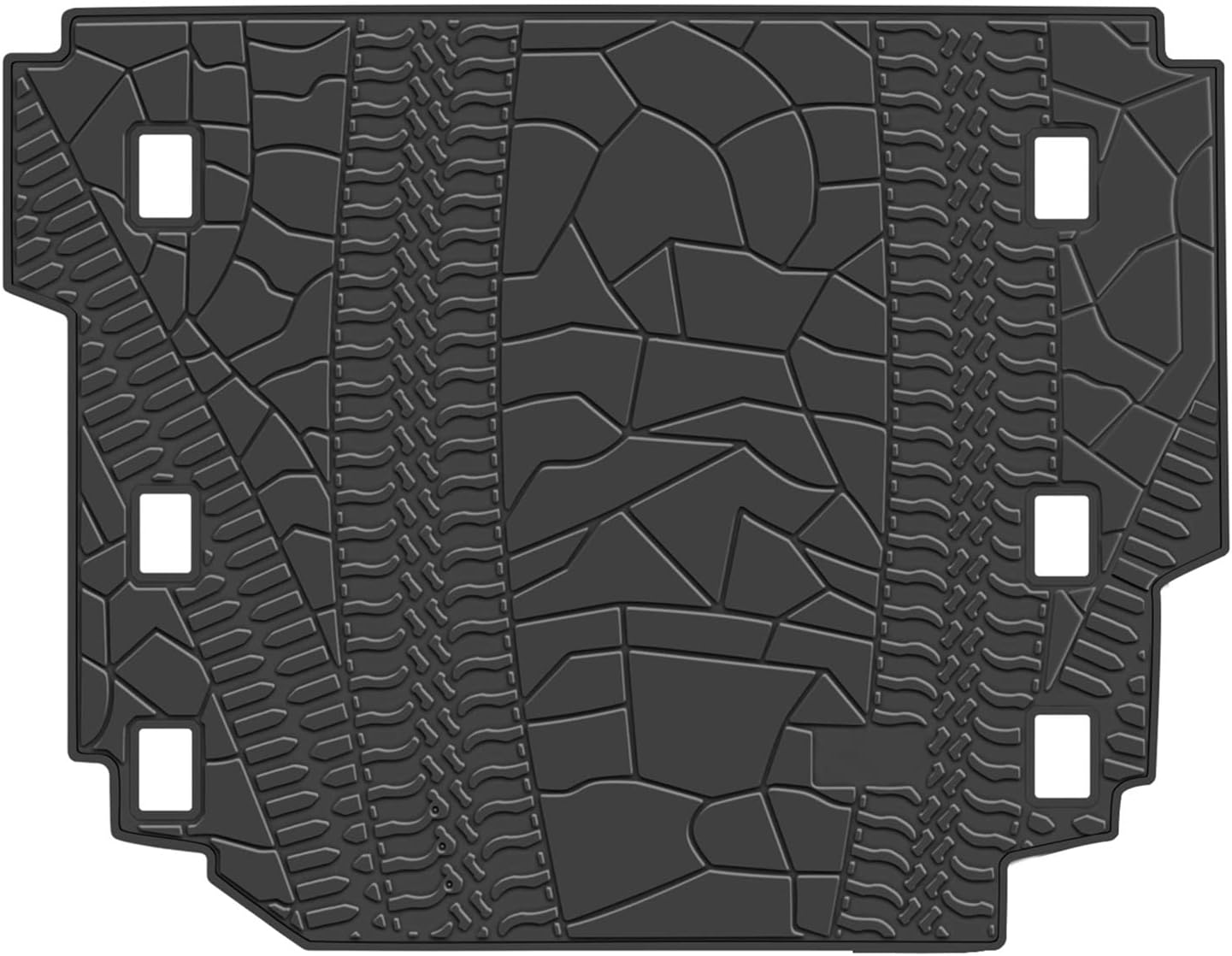 San Auto Cargo Liners Custom Fit for Jeep Wrangler JL 4 Door Sahara Rubicon 2018 2019 2020 2021 2022 Trunk Mats Rubber All Weather with Subwoofer Heavy Duty Odorless