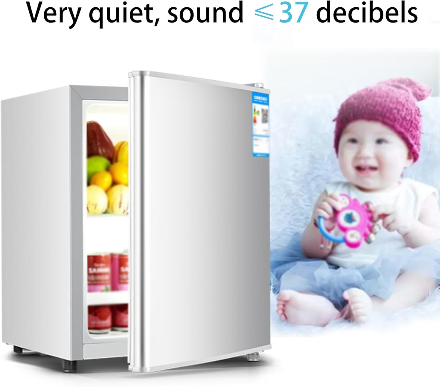 Compact Refrigerator, Mini Beverage Fridge with Adjust Temperature, Energy Saving Small Fridge Perfect for Bedroom Office Dorm Apartment