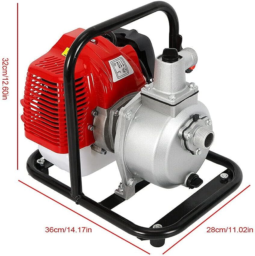 Gasoline Water Pump 1 Inch 43CC 2 Stroke 1.7HP Petrol Water Transfer High Pressure Pump for Irrigation Pool, Landscaping or Gardening Irrigation