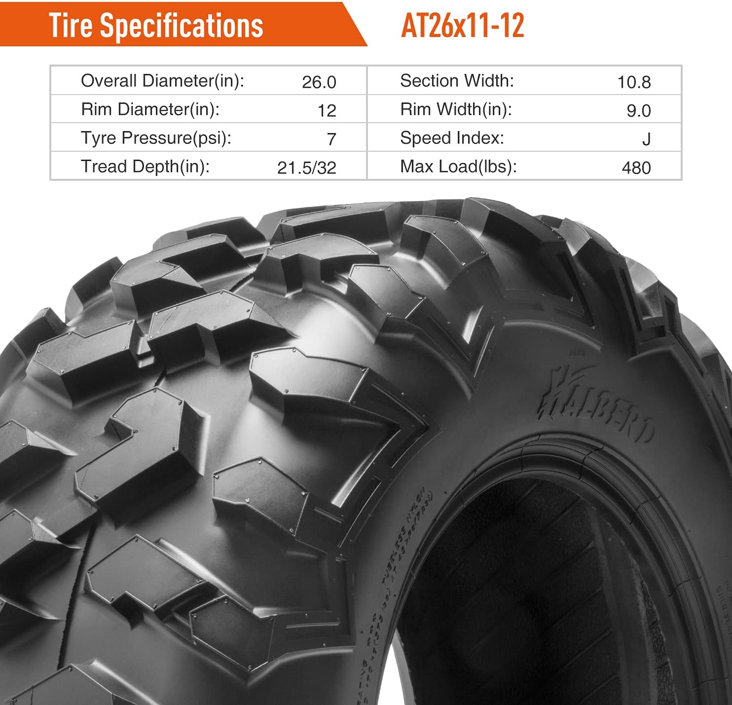 HALBERD ATV Tires, 26x9-12 & 26x11-12 6PR ATV Tires, 17mm All Terrain ATV UTV Off-Road Tires Compatible with Polaris ACE 500 Sportsman 330 450 Arctic Cat Alterra 400 Honda Pioneer 500 520(Set of 4)