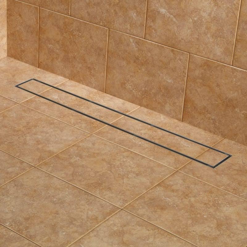 Signature Hardware 927530-32-F Cohen 32x22 Tile Insert Linear Shower Drain with Flange Brushed Stainless Steel Shower Accessorie
